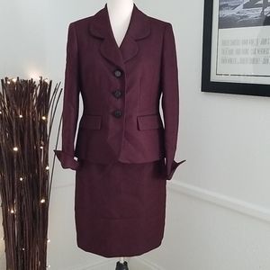 Le Suit Burgundy Skirt Set